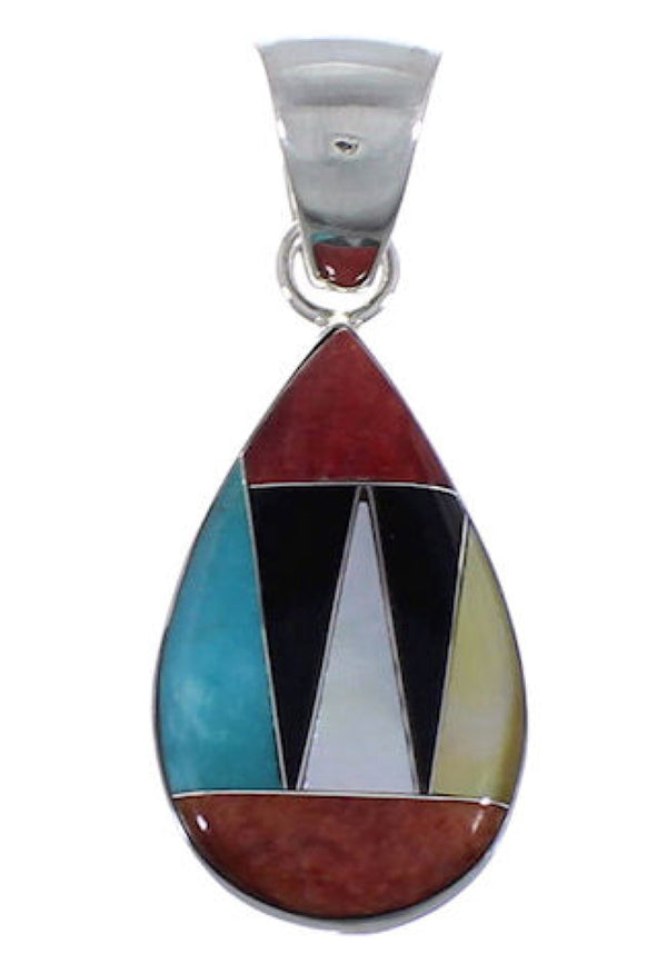 Genuine Sterling Silver Multicolor Southwest Pendant FX31589